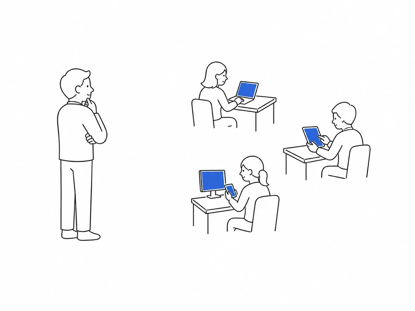 複数の部署で使われるAIを離れた位置から見渡す管理職