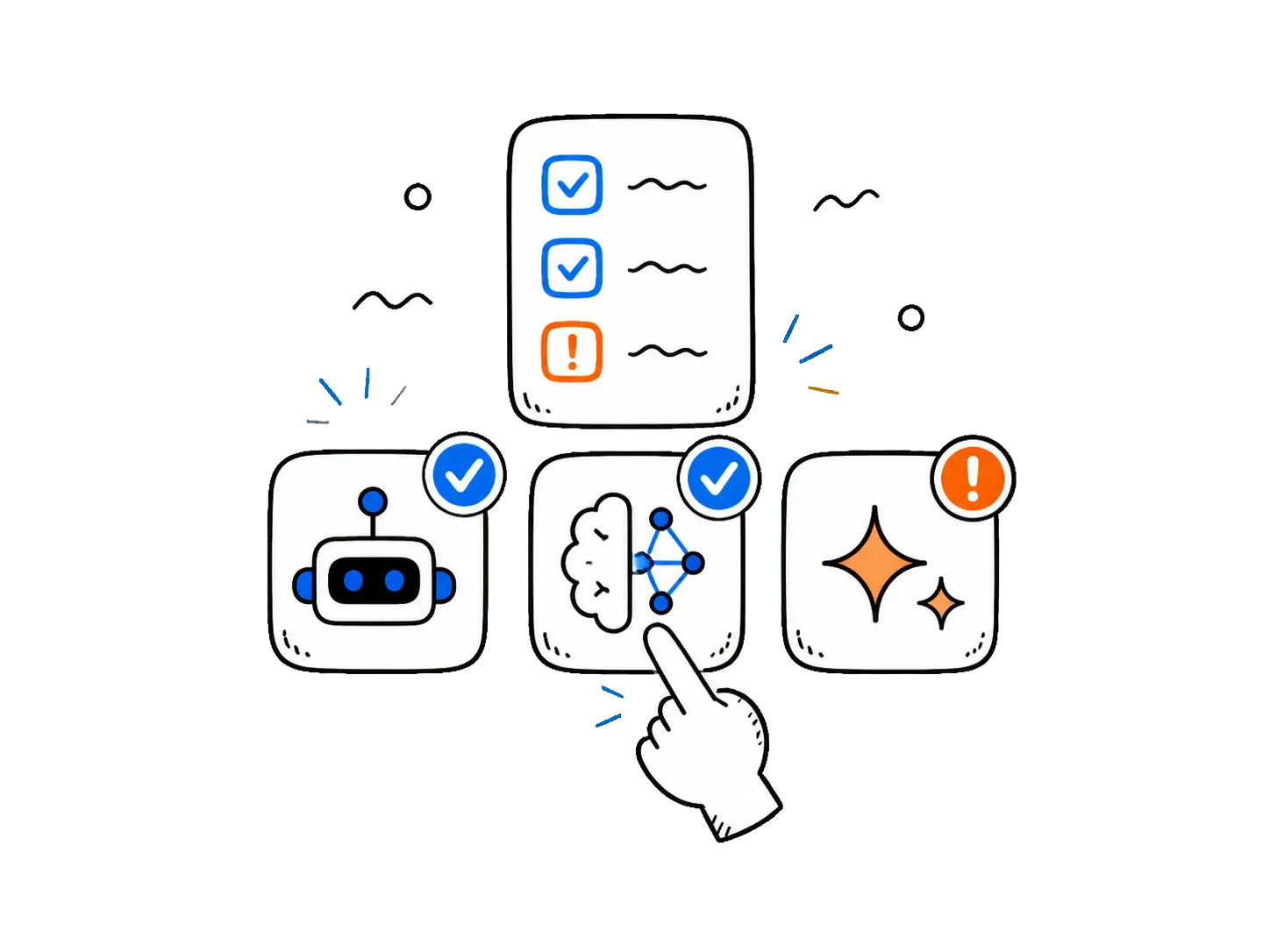 承認されたAIと用途を選ぶイラスト